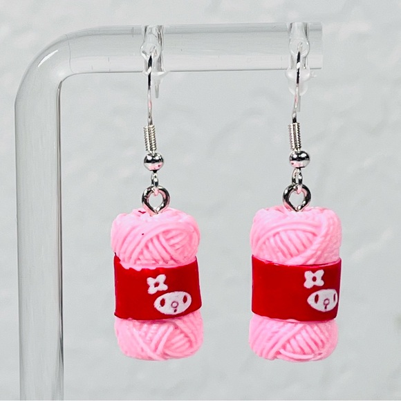 Hand Crafted Jewelry - Pink Yarn Ball Earrings